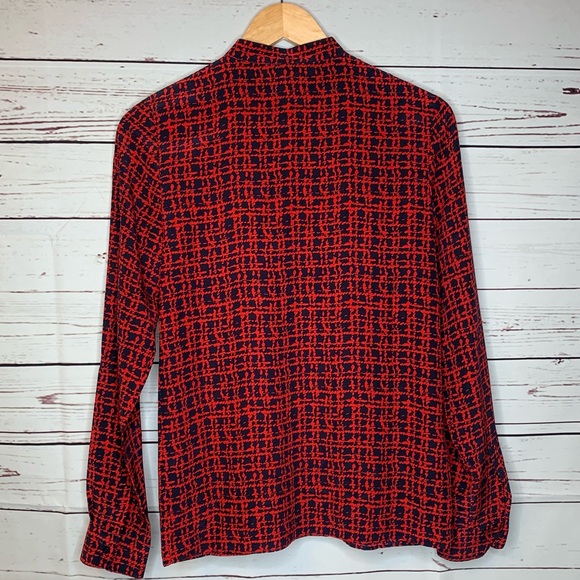 Silk Ruffle Front Button Up Blouse - Picture 6 of 6